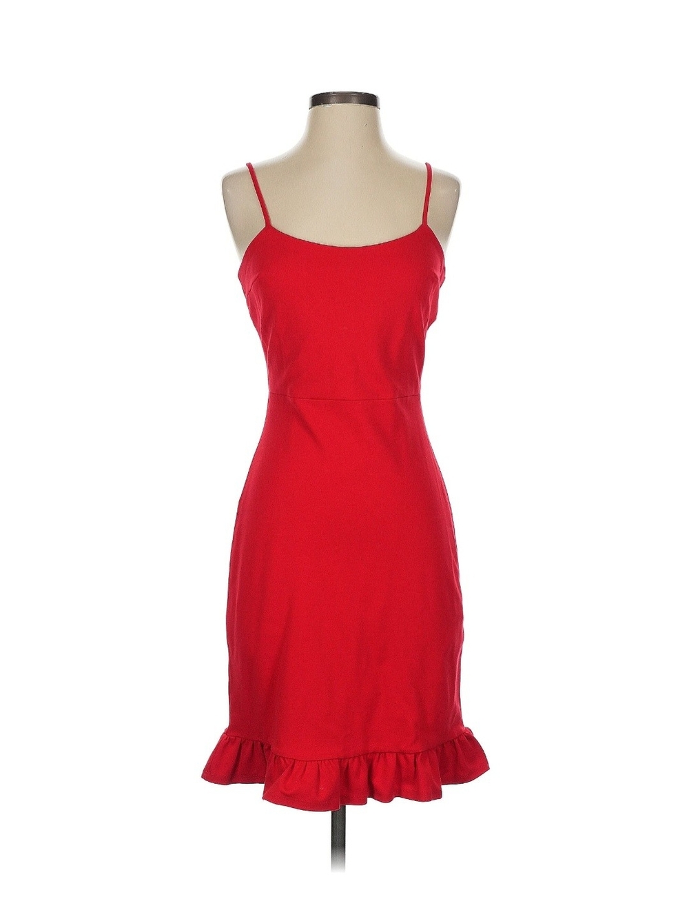 Lulus Red Spaghetti Strap Ruffle Hem Dress
